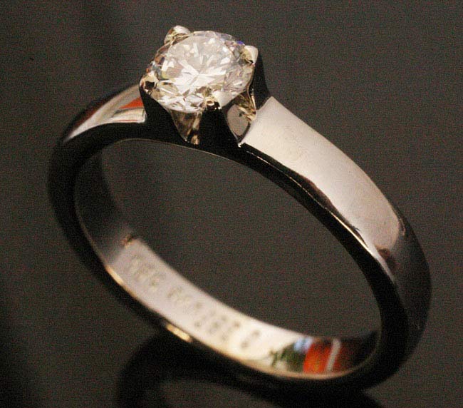 Verlobungsring/Partnerring IM653, 1 Diamant - 0,40K, Weißgold oder Platin, mattiert