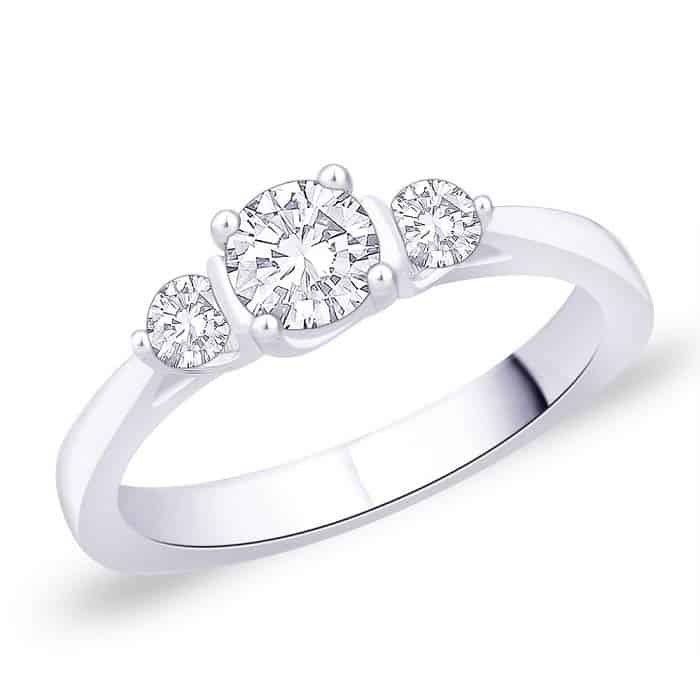 Verlobungsring Partnerring IM650 3 Diamanten - 0,60K Weißgold oder Platin poliert