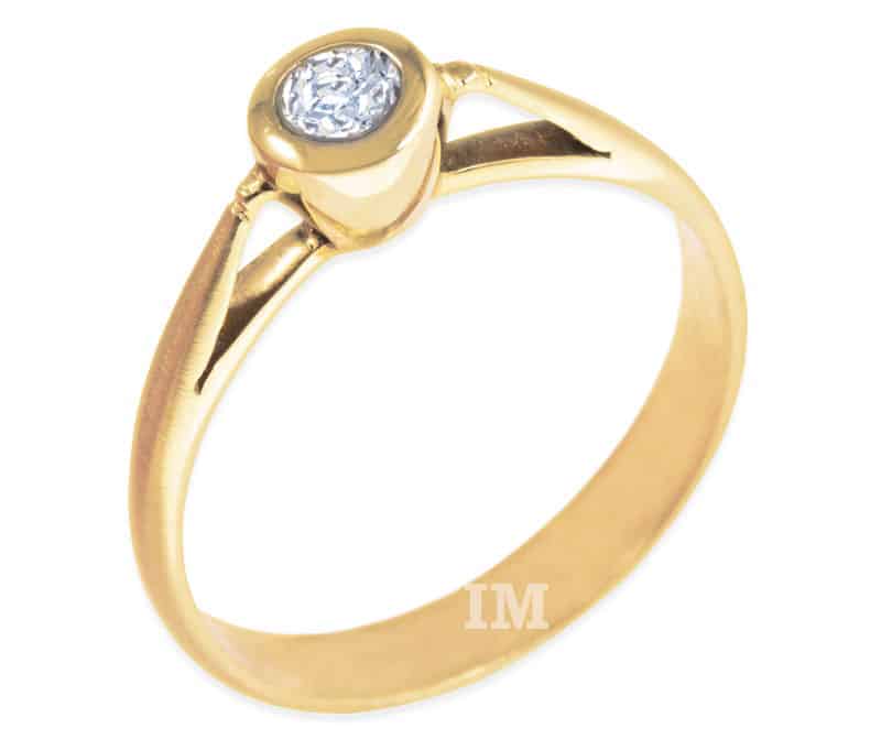 Verlobungsring IM685, Damenring 1 Diamant - 0,12ct, Gelbgold