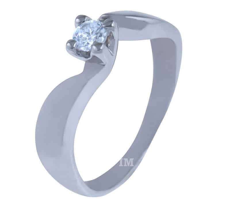 Verlobungsring Damenring IM700, 1 Diamant - 0,20ct, Weißgold matt